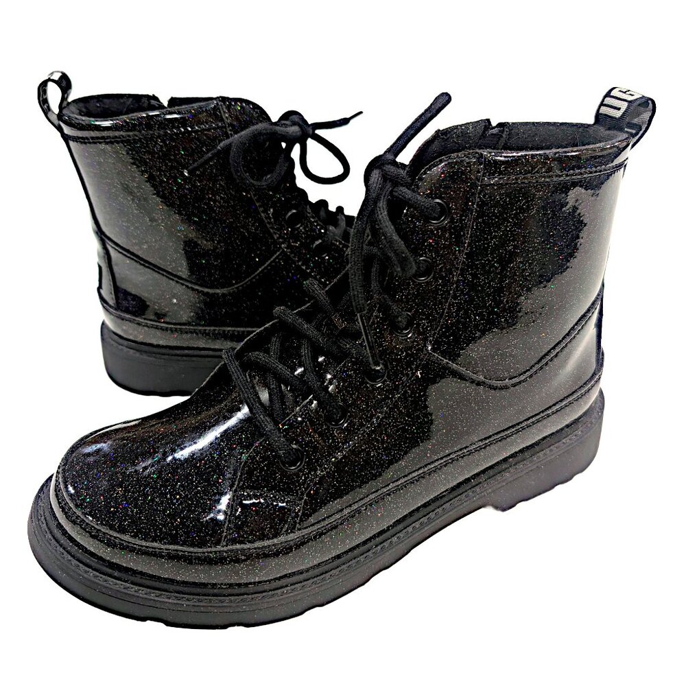 UGG Robley Glitter Black Shiny Big Kids Zipper Boots Size 6 Excellent Condition - Picture 6 of 9